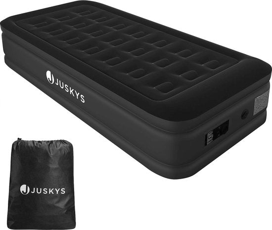 Juskys - Lit gonflable autogonflant - 191 x 91 x 44 cm avec pompe électrique intégrée - capacité de charge de 150 kg et sac de transport inclus - pour le camping et les invités - PVC noir