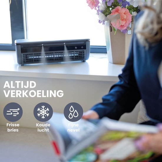 Nexxt Wireless Mist Fan Fan & Air Cooler - Sans fil, silencieux, rechargeable - Avec brumisation et télécommande - Pour la maison, le bureau ou le camping