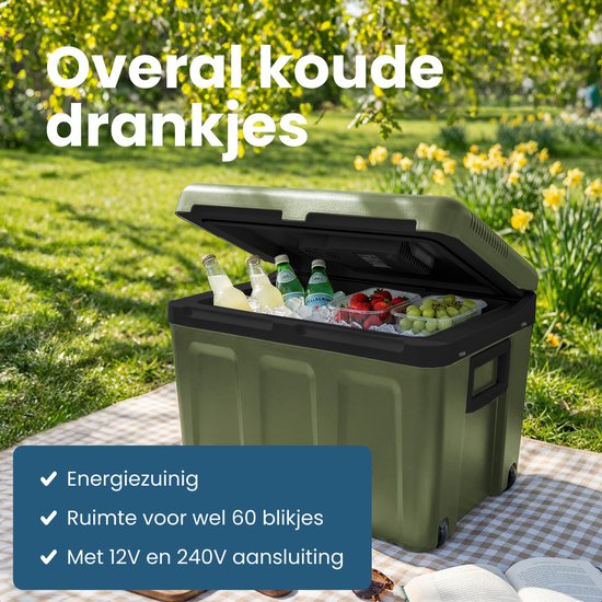 Auronic Coolbox électrique 12V et 230V - 40L - Réfrigérateur de voiture - Camping - Refroidissement et chauffage - Frigobox - Vert