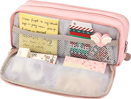 Trousse à crayons de luxe - Trousse à crayons pour enfants et adultes - Trousse d'école pour garçons et filles - Rose