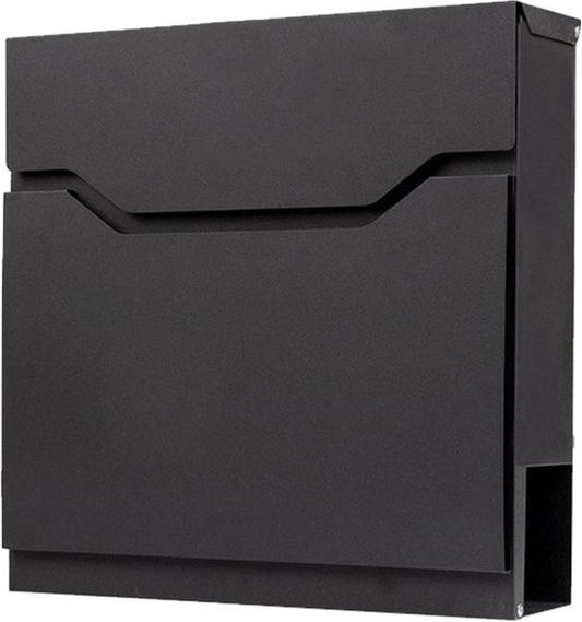 BRASQ Letterbox Premium Black - Boîte aux lettres murale - avec matériel de montage et 2 clés - avec compartiment à journaux et serrure - acier inoxydable