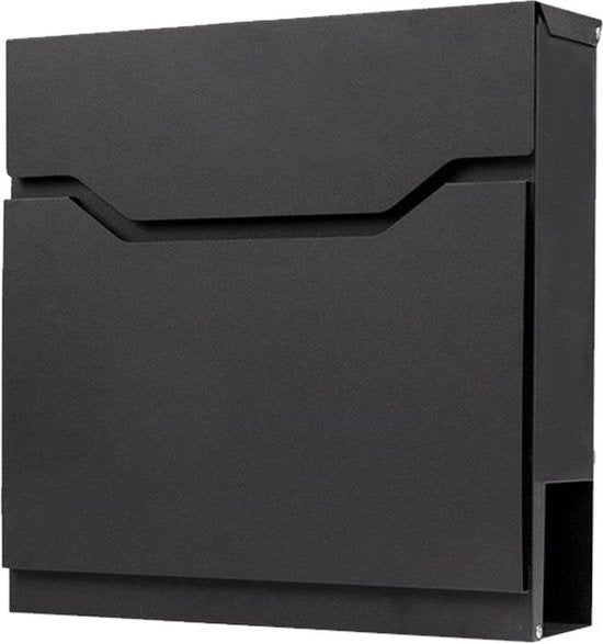 BRASQ Letterbox Premium Black - Boîte aux lettres murale - avec matériel de montage et 2 clés - avec compartiment à journaux et serrure - acier inoxydable