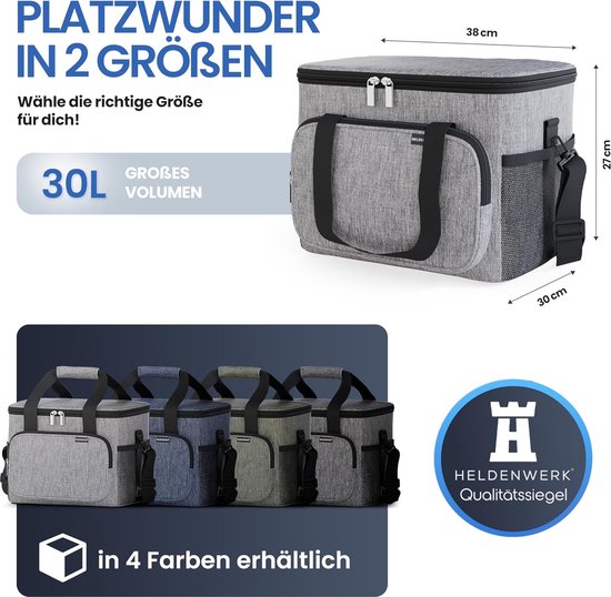 Sac isotherme pour aliments et boissons - sac isotherme étanche et imperméable - sac à déjeuner, sac à pique-nique, sac isotherme, gris clair