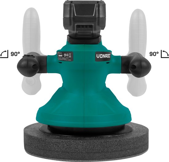 Accu polisher - machine à polir 20V - Ø240mm - Poignées réglables, 2 manchons de polissage et sac de rangement inclus - Batterie 4.0Ah et chargeur rapide inclus