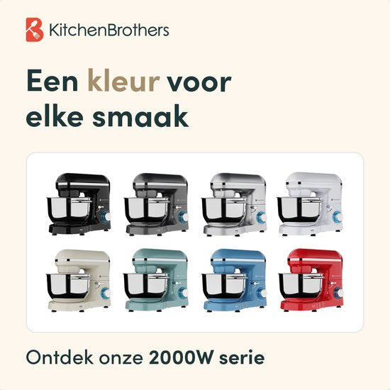 KitchenBrothers Robot de cuisine - Robot de cuisine - 6.2L - Mixeur avec bol de mixage - Mixeur de cuisine - 2000W - Champagne