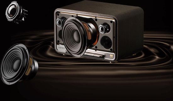 Edifier D32 - Enceinte stéréo HiRes Airplay/Bluetooth - Noyer noir