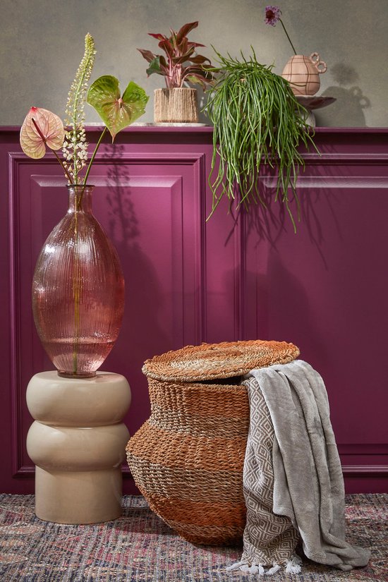 Mica Decorations Panier de rangement Tacoma avec couvercle - H48 x Ø55 cm - Jute - Jaune