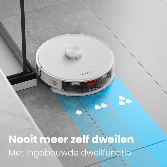 Auronic Robot Aspirateur - Avec fonction balayage - WiFi et App - Station de charge - Animaux domestiques - Robot balayeur - Navigation laser - Blanc