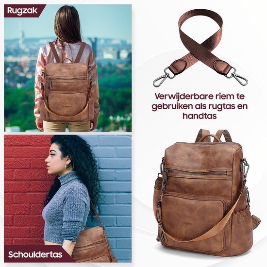 Sac à dos Glennoo - Sac à dos femmes - Cuir PU - Marron