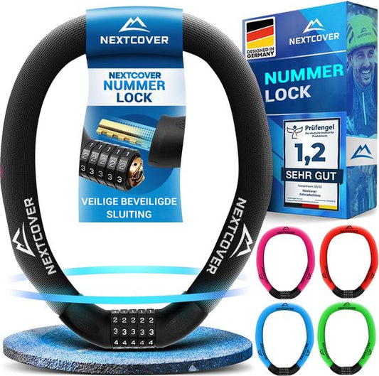 NEXTCOVER® Digit Lock Cadenas pour vélo - L'original - [SAFESECURE] Haute sécurité - Cadenas pour vélo avec code à 5 chiffres, cadenas pour vélo en acier - Cadenas pour vélo parfait pour e-bike - Cadenas pour chaîne Noir
