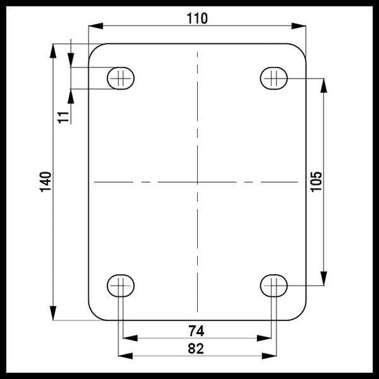 Roulette pivotante en caoutchouc élastique bleu avec plateau supérieur - 125mm - 180kg