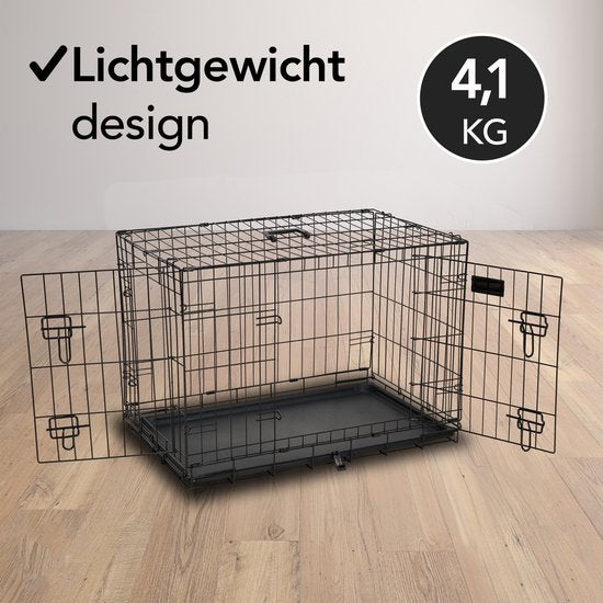 Brixy Dog Bench - Banc pour chien - Taille S - Pliable - 61 x 43 x 49 CM - 2 portes - Noir