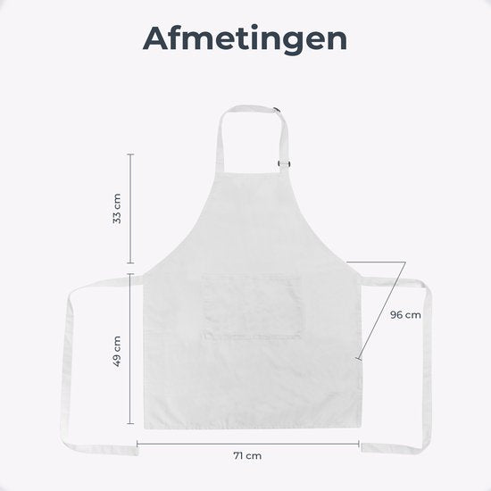 Tablier de cuisine - Résistant à l'eau et à la saleté - Tablier de cuisine professionnel - Tablier pour femmes et hommes - Tablier de traiteur - Unisexe - Boucle réglable - Compartiments extra-larges - Blanc