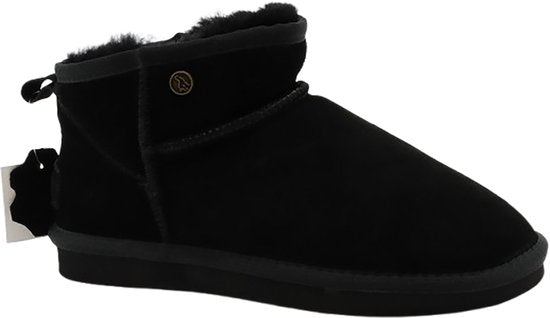 Alpacas Footwear - Ladies - Bottes courtes en daim véritable - Doublées de 100% de laine d'agneau douce - Black - 42