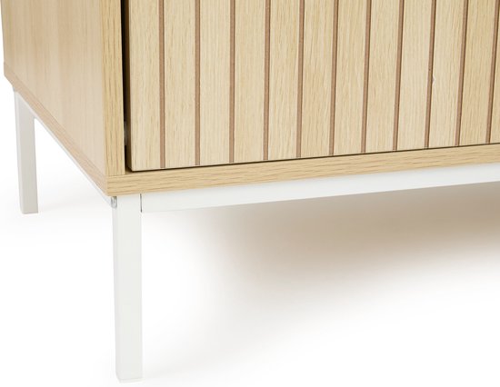 Lifa Living Meuble TV Sorrento - MDF/métal - Marron clair - 110x40x50cm - Charge maximale 25kg