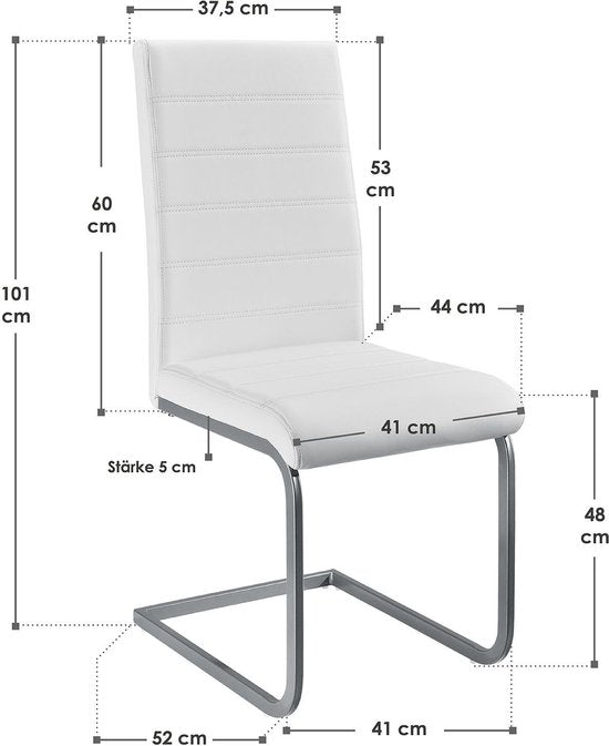 2 Chaises de salle à manger / chaise - Vegas - Cuir synthétique - Blanc