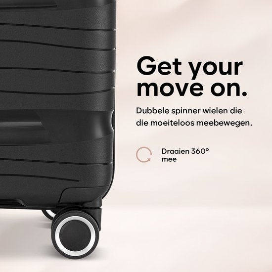 SKYCASES Travelin' Charm Hand Luggage Suitcase - 40L - Numerical Lock - 35x21x54 cm - Lightweight & Durable - Includes Free Pouch - Black