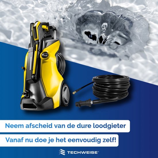 Techweise - Tuyau d'égout pour Kärcher - 15M - Avec tête rotative et avancée