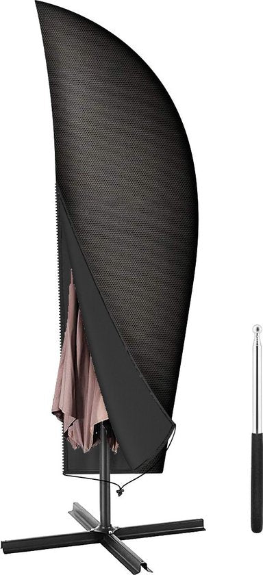 Volcan Housse pour Parasol Flottant - Jusqu'à 400cm - Imperméable - Oxford 420D - Avec fermeture éclair, cordon de serrage, mât et housse de rangement - Noir