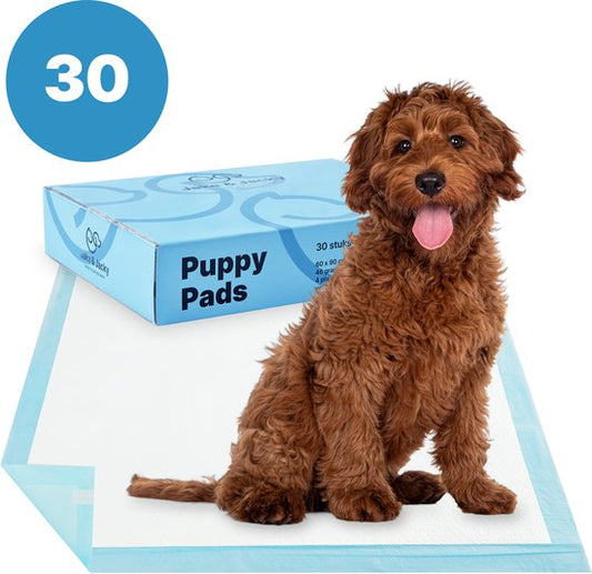 Jake and Jacky 30 Puppy Training Pads 60 x 90 cm - with Adhesive Strip - Sleep Training Dog - Dog Toilet - Pee Pads Dog - Extra Large