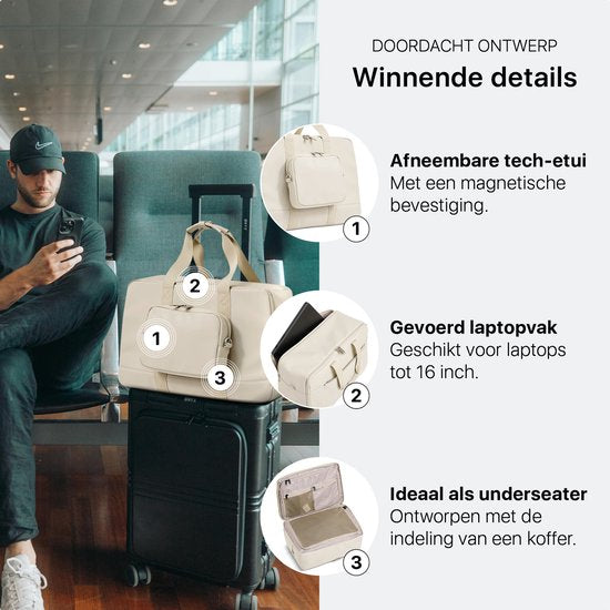 ONYX Underseater - Duffel bag 28L - Sac de voyage de luxe Bagage à main - Convient aux femmes et aux hommes - Sac de week-end Ivoire Blanc