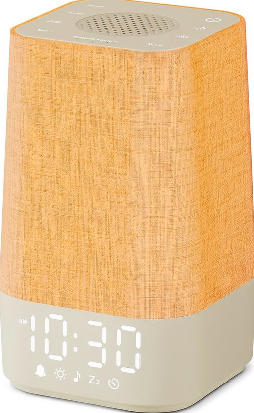 UPLY Lumière d'éveil - Avec prise de charge USB - Avec 30 sons - Réveil avec lumière - Bruit blanc - Réveil numérique