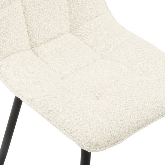Multifurn - Chaise de salle à manger 'Yerevan' (Bouclé, Ivoire, Lot de 2)