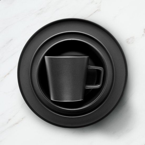 Deleca Tasses à café Set of 6 - Tasses à café avec oreille - Tasses à café / Mug - Faïence solide - Noir mat / 360 ml
