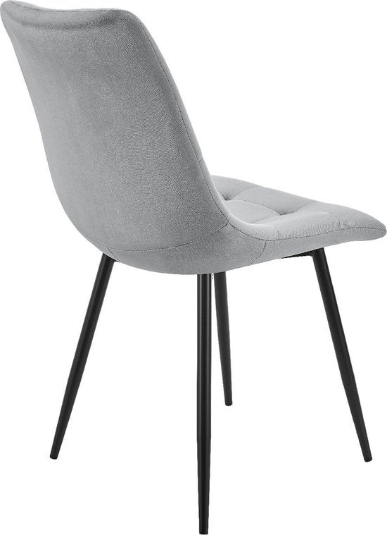 Chaises de salle à manger en acier Blanca - Lot de 2 - Gris clair - Velours