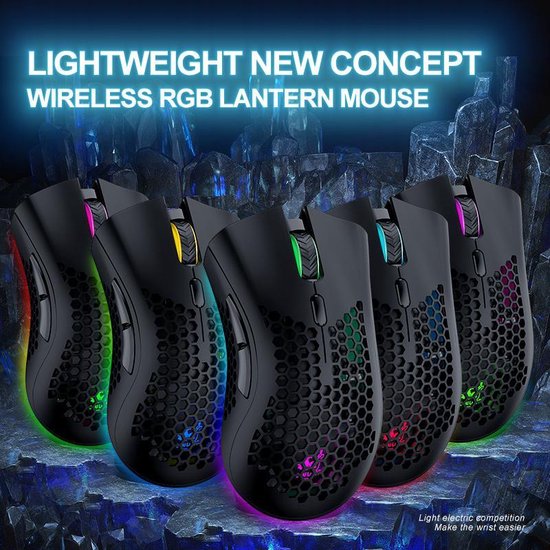 ZIYOU LANG X3 Wireless Gaming Mouse - Souris de jeu RVB en nid d'abeille - Souris de jeu - Noir