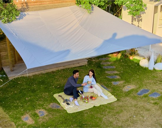 O'DADDY® Toile d'ombrage 4x3m Rectangle - Voile solaire - Filet d'ombrage - Store avec matériel de fixation - Imperméable - Protection solaire UV30 - Gris foncé