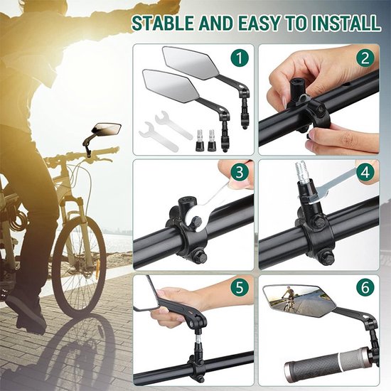 Garpex® Set of 2 - Bicycle Mirror Right and Left - Rear View Mirror Bicycle - Bicycle Mirror ebike - Adjustable Design