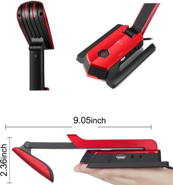 Kotion Each USB Microphone for PC - Avec fonction lampe et support pour casque d'écoute