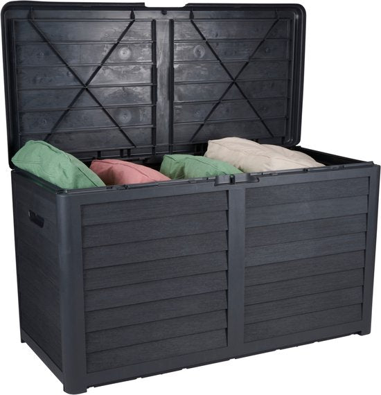 Lifetime Garden Boîte à coussins 420L - Boîte de rangement avec couvercle 117,3 x 65,3 x 54,8 cm - Boîte de jardin avec option de verrouillage - Utilisation dans le jardin et le garage - Boîte à coussins pour l'extérieur - Noir