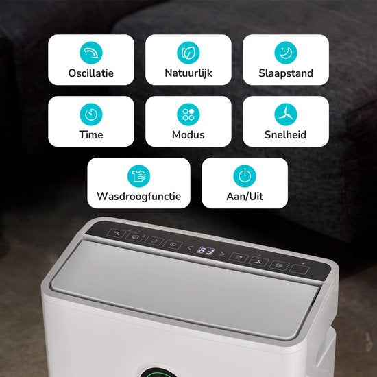 Déshumidificateur et purificateur d'air Bloomfold - 25L par jour - Fonction Lavage-Séchage incluse - Convient au salon, à la chambre à coucher, à la cave et à la salle de bain