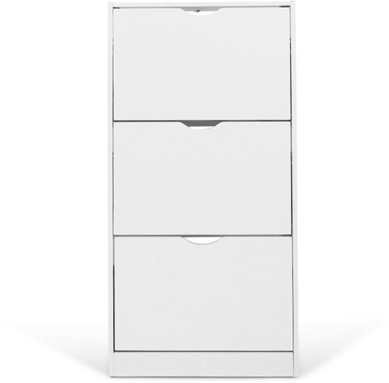Armoire à chaussures Milton Oldbrook Prato - 3 niveaux - jusqu'à 18 paires de chaussures - 60 x 24 x 119 cm - Blanc