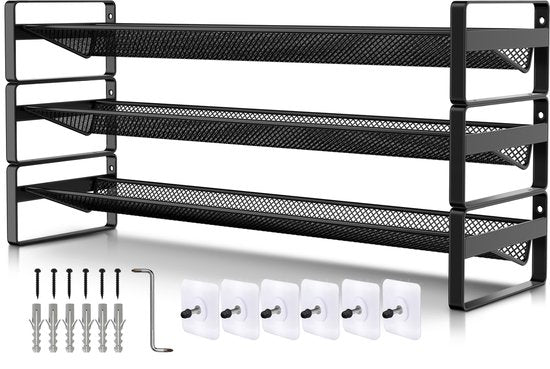 Soothe Spice Rack Standing and Hanging for 24 Spice Jars - 3 Layers - Spice Organiser - Spice Rack - Noir