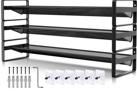 Soothe Spice Rack Standing and Hanging for 24 Spice Jars - 3 Layers - Spice Organiser - Spice Rack - Noir