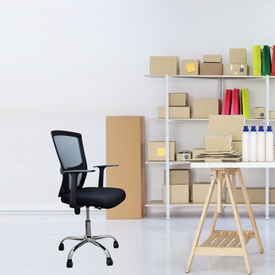 BRASQ OC200 Ergonomic Office Chair Black with Breathable Mesh - Chaises de bureau - Réglable en hauteur - Gaming chair 49 x 47 x 94 cm