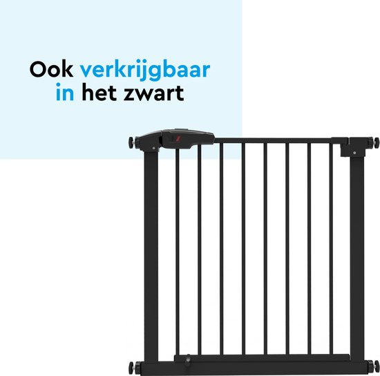 BRASQ Barrière d'escalier sans perçage - Barrière de sécurité - Barrière pour enfants avec extension 75 à 93 cm - Extensible - Fixation par pince - Métal - Barrière pour chiens - Blanc
