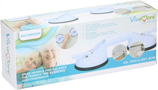 Vivamore Poignée d'Équilibre - Avec Ventouses - Pour Personnes Âgées et Handicapées - 33cm