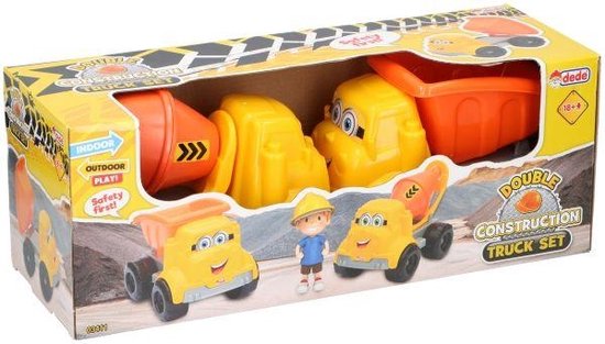 Let's Play Play Set Construction Trucks - 2 pièces - Camion à béton et camion avec chargeur - 3+