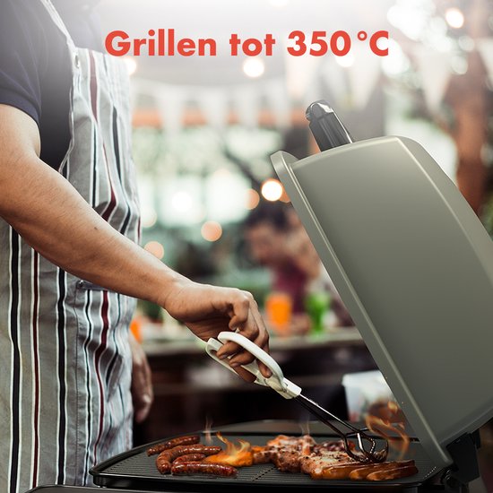 KitchenBrothers Gas BBQ - Table Top Barbecue - BBQ de table - Revêtement antiadhésif - Surface de cuisson 37x48 cm - Noir