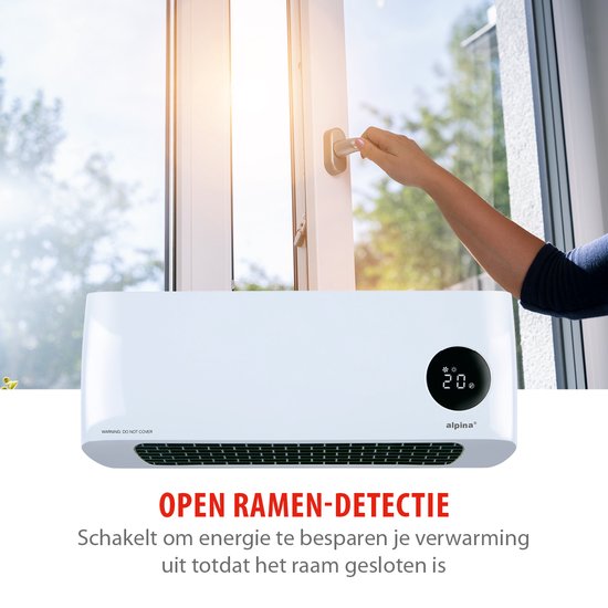 alpina Ceramic Stove with Wall Mounting - Electric Heater 2000W - Adjustable Heat Stages and Timer - Wall Stove with Remote Control - Fan Stove - For Indoors