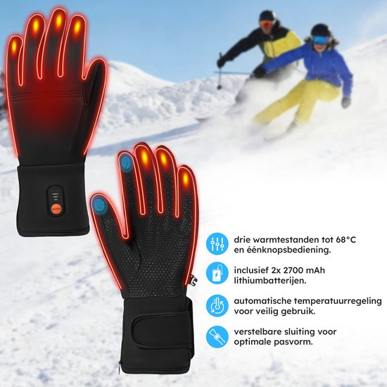 Gants chauffants - Light XL - 3 réglages - Gants électriques - Résistant à l'eau et au vent - Gants chauffants rechargeables - Noir - Saaf Comfort
