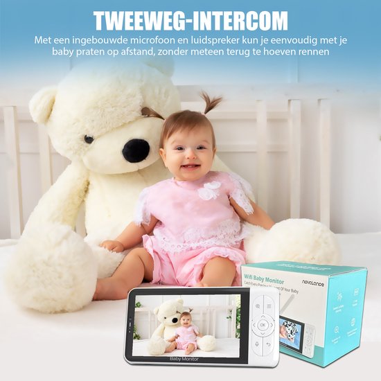 Novalance - Baby Monitor Wifi - Baby Monitor avec caméra - Baby Monitor avec écran 5 pouces - Berceuses - Détecteurs intelligents