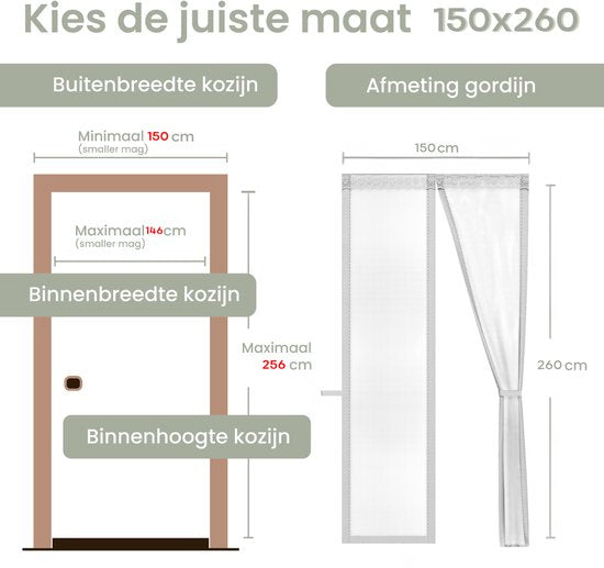 O'DADDY® Rideau de porte Deluxe FIBER - Rideau anti-moustiques magnétique - Pour portes neuves et standard - Installation facile - Moustiquaire de porte blanche - 150x260 cm