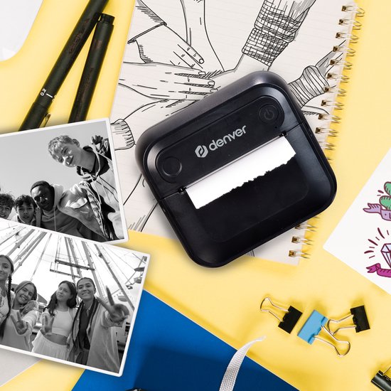 Denver Mini Pocket Printer - Imprimante d'autocollants - Papier thermique - Bluetooth - Imprimante photo mobile - MBP32B