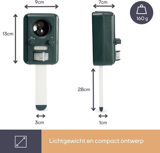Perel Répulsif ultrasonique à énergie solaire, extérieur, répulsif contre les souris, les rats, les insectes, les chats, les martres, les oiseaux, les renards, effraie les chats, répulsif contre les martres, rechargeable par usb, jusqu'à 65m².