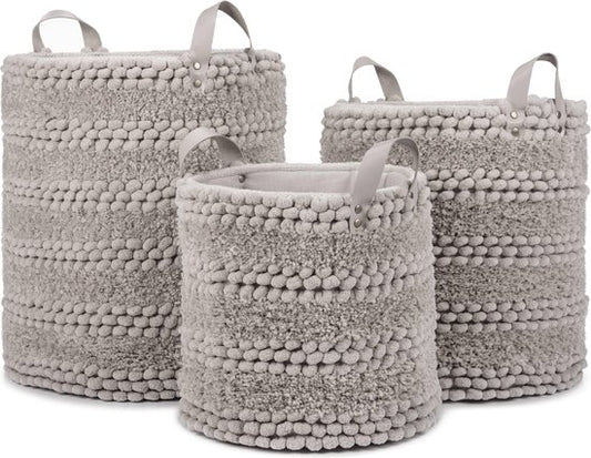 Heckettlane Gris clair Panier à linge Roberto 40x40 cm, 60% coton 40% polyester